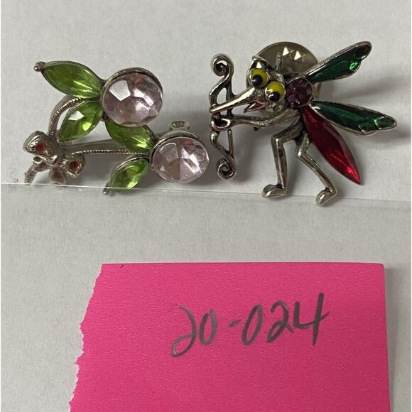 Pin Scatterpin Mosquito With Bow Cupid & Cherry Jewelry Fruit Theme Rhinestones - Picture 7 of 7